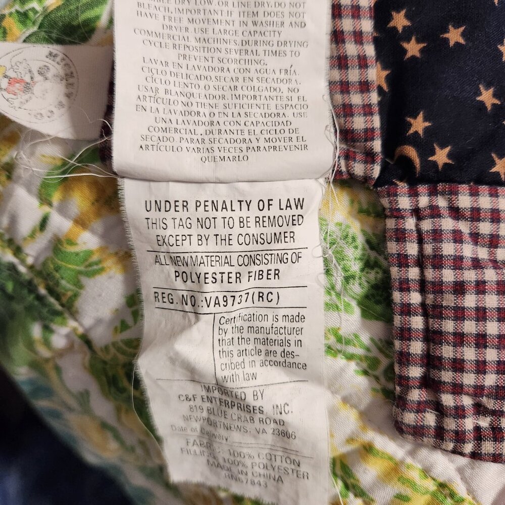 VTG Disney Mickey Minnie Mouse Cotton Patchwork Quilt Wallhanger - Picture 11 of 11